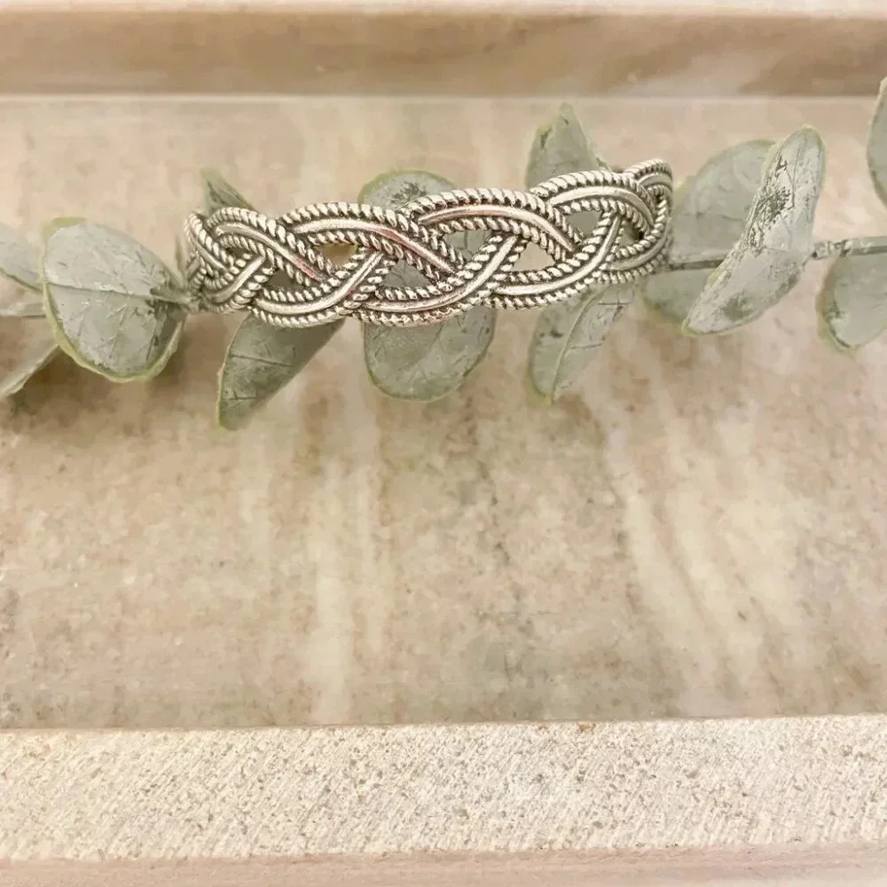 925 Sterling Silver Mens Bangle Bracelet Vintage Cuff Bracelet Twist Bracelet